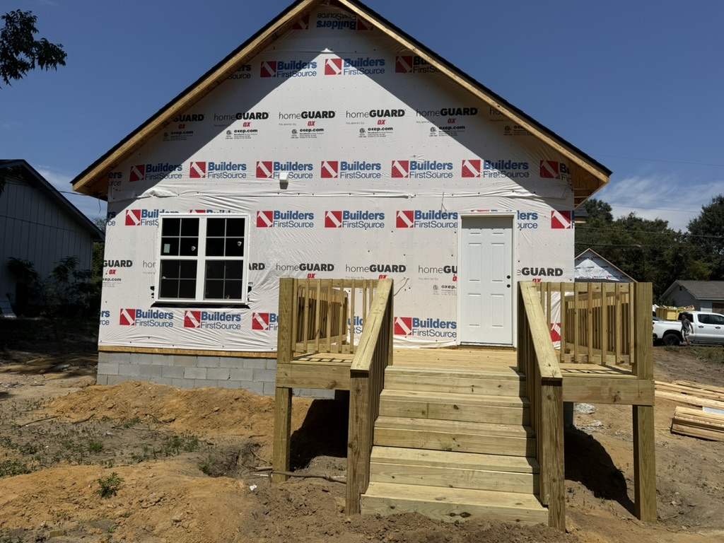 Affordable housing build with new front porch in Macon-Bibb County